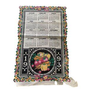 Vintage Royal Pacific 1993 Calendar Linen Towel Floral Veggies Cotton 15x24 USA